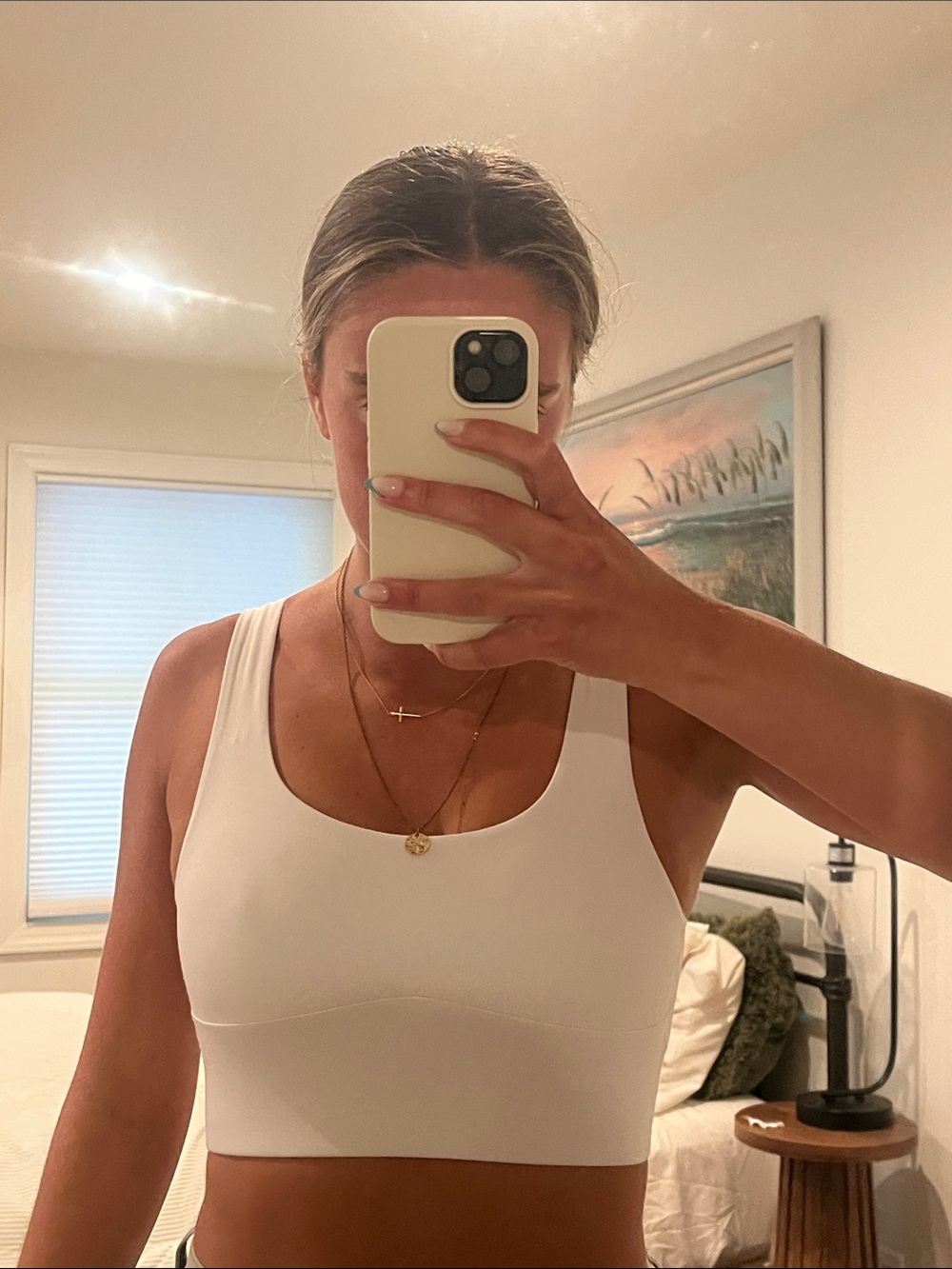 White Scoop Neck sports bra - Women